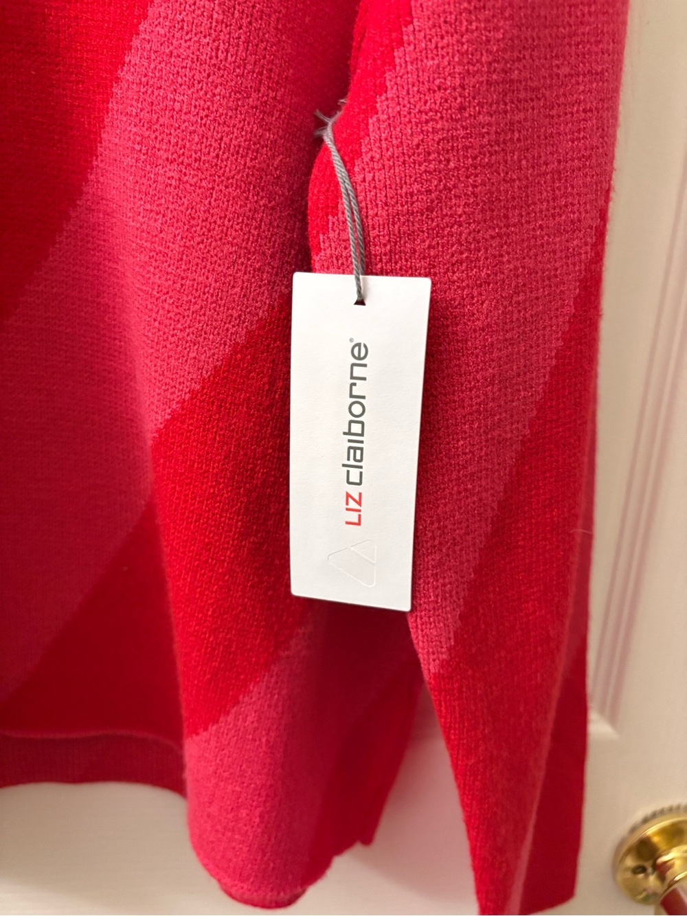 Liz Claiborne Colorblock Turtleneck Sweater - Pink, Red & Tan - Picture 4 of 6
